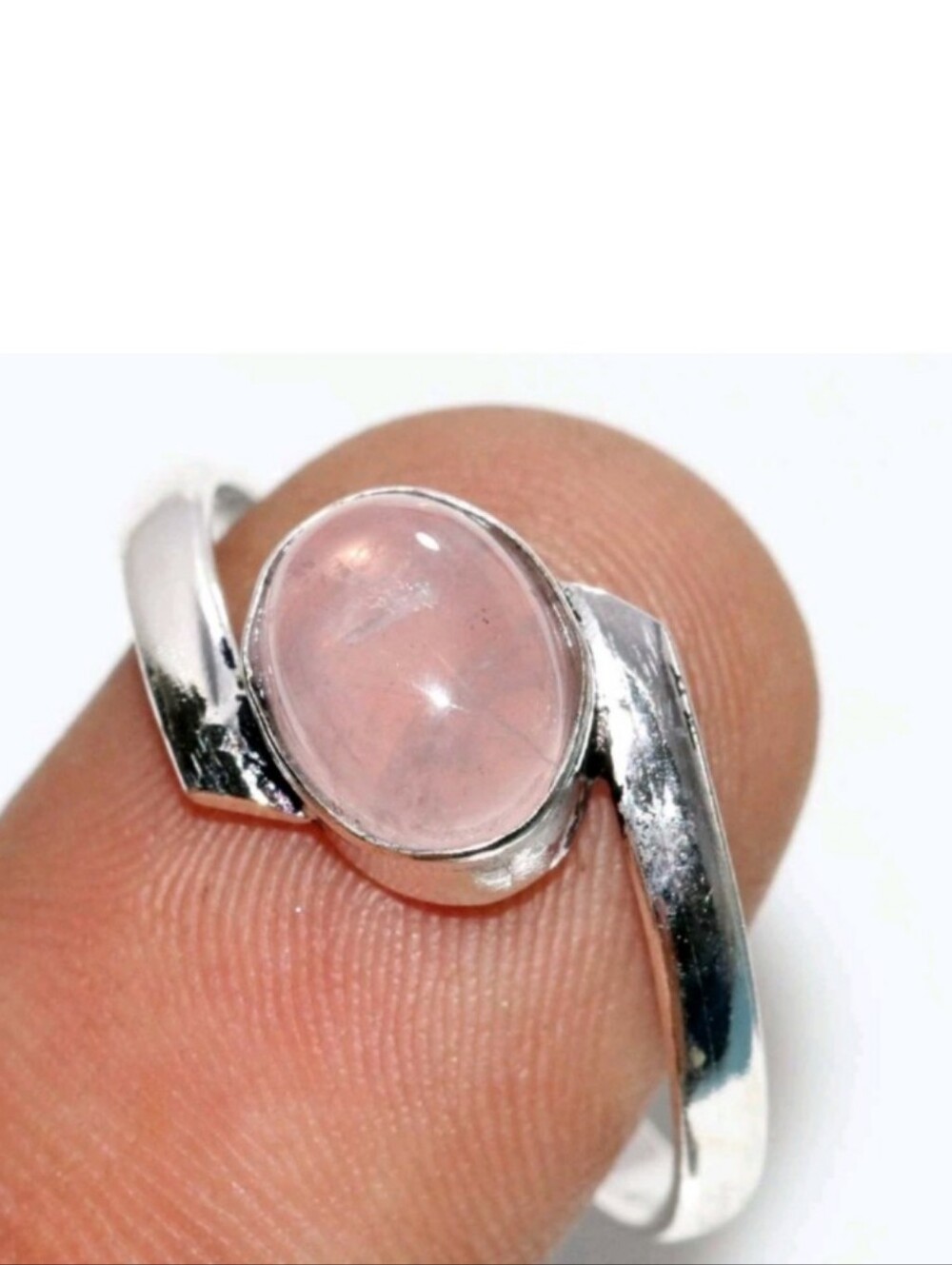 Rose Quartz Gemstone Jewelry 925 Sterling Silver Handmade Ring